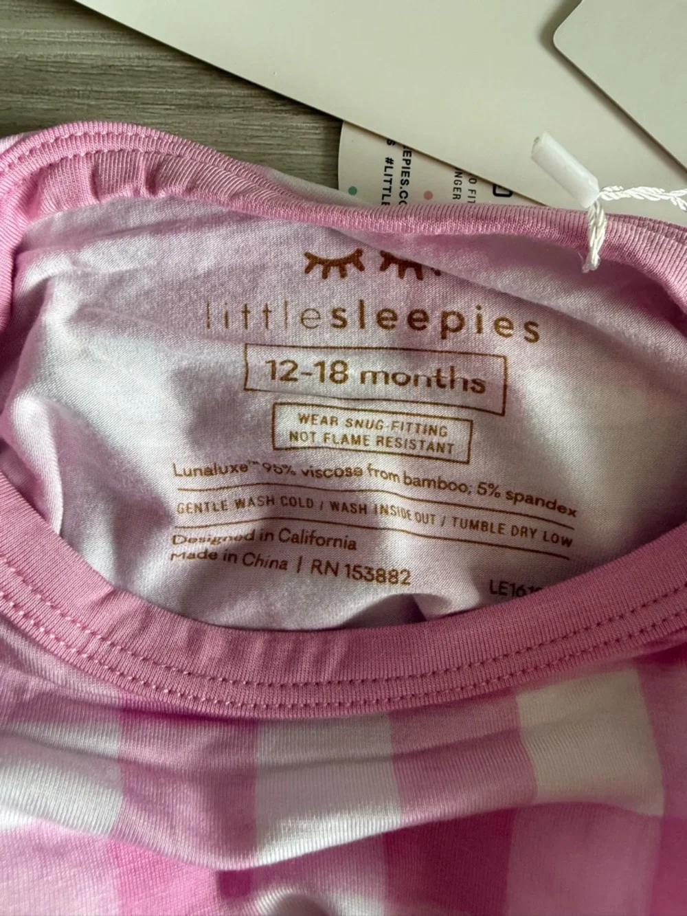 Little Sleepies Pajama Short Set Pink Check 12-18 months NWT